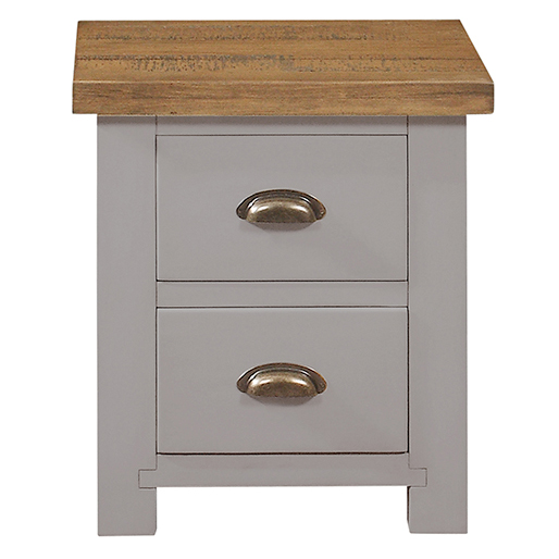 GRESFORD GREY 2 DRAWER BEDSIDE TABLE