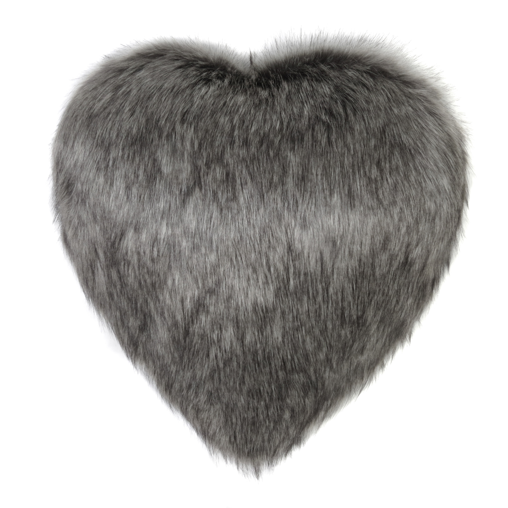 faux fur heart cushion