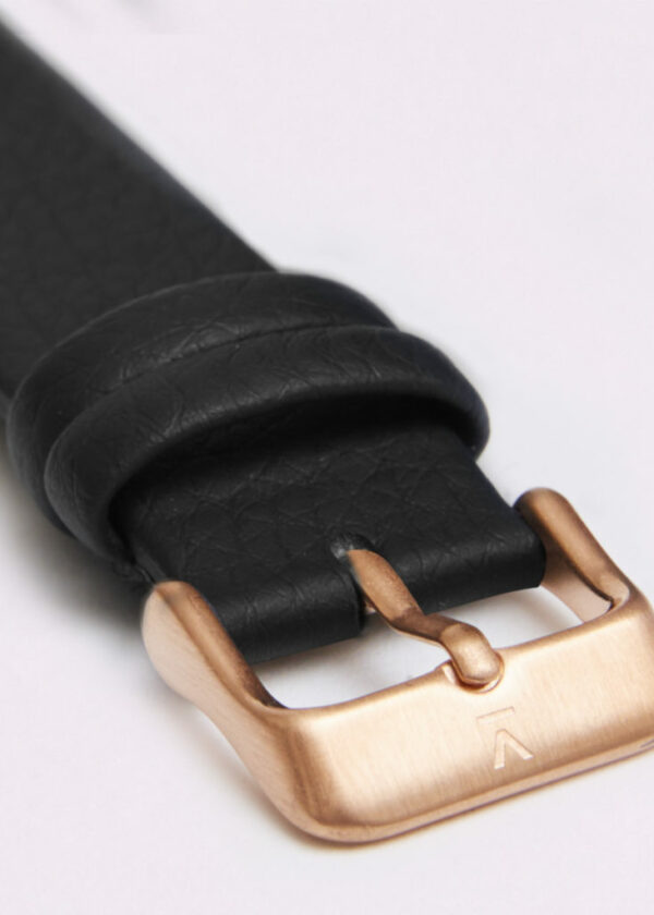 BLACK WITH BRUSHED ROSE GOLD BUCKLE | 18MM | VOTCH