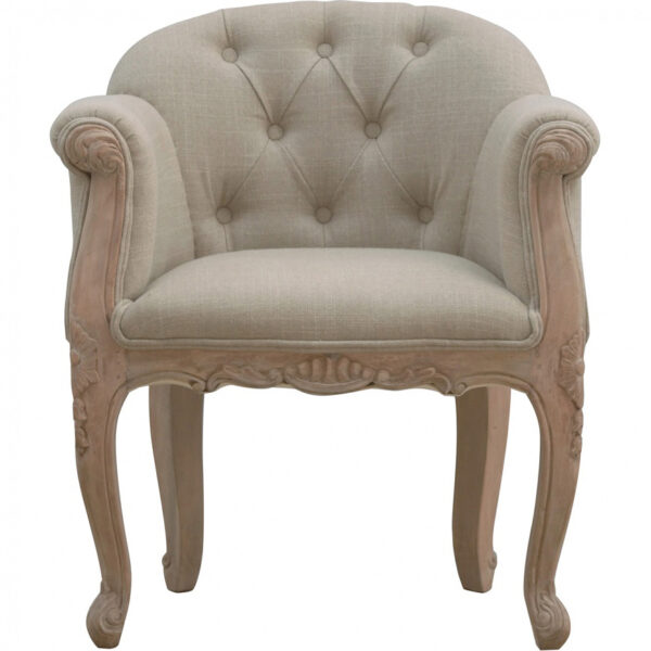 Mango Hill French Carved Mud Linen Accent Chair