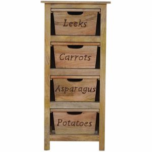 Mango Hill Kitchen Vegetable Rack with 4 Wooden Baskets