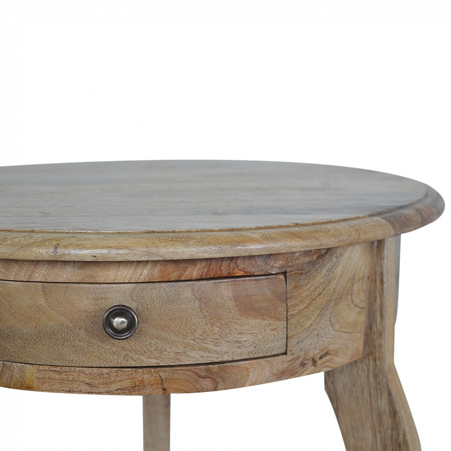 Mango Hill Round Side Table With Drawer, Round Lamp Table With Storage