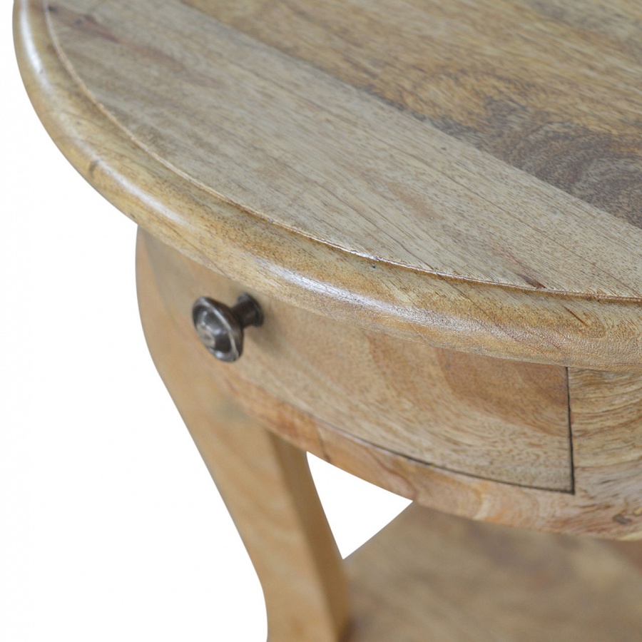 Mango Hill Round Side Table With Drawer And Shelf Vegan Haven Mango Hill Round Side Table With Drawer, Round Side Table With Drawer And Shelf