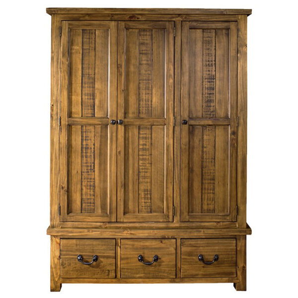 Gresford Rustic 3 Door 3 Drawer Wardrobe