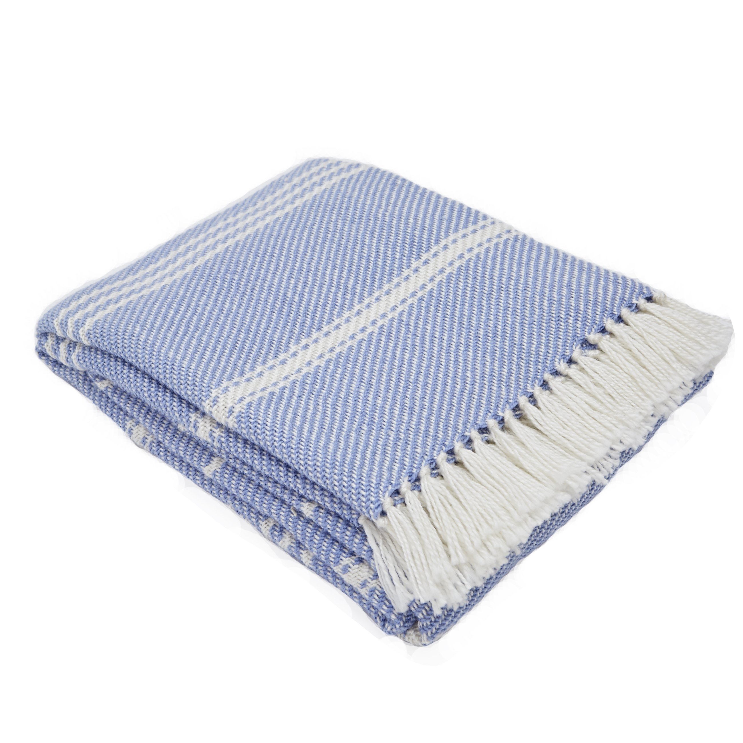 Oxford Stripe Cobalt Blanket Recycled Blankets Vegan Haven
