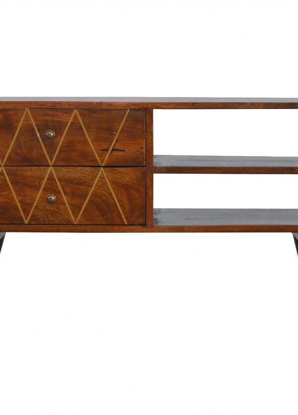 Mango Hill 2 Drawer Media Unit with Gold Wiring