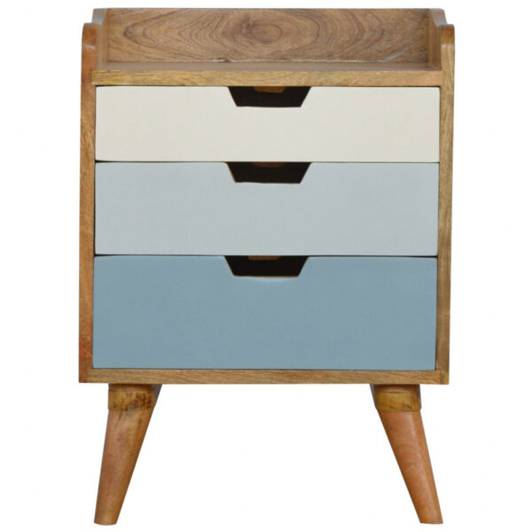 Mango Hill Bedside with Blue Hand Painted Cut Out Drawers