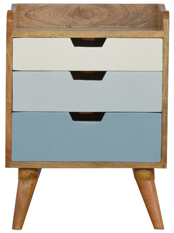 Mango Hill Bedside with Blue Hand Painted Cut Out Drawers