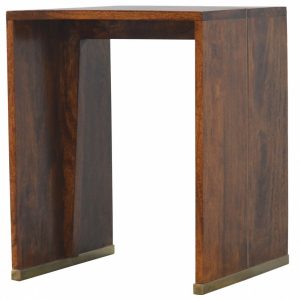 Mango Hill Chestnut Geometric End Table with Gold Inlay