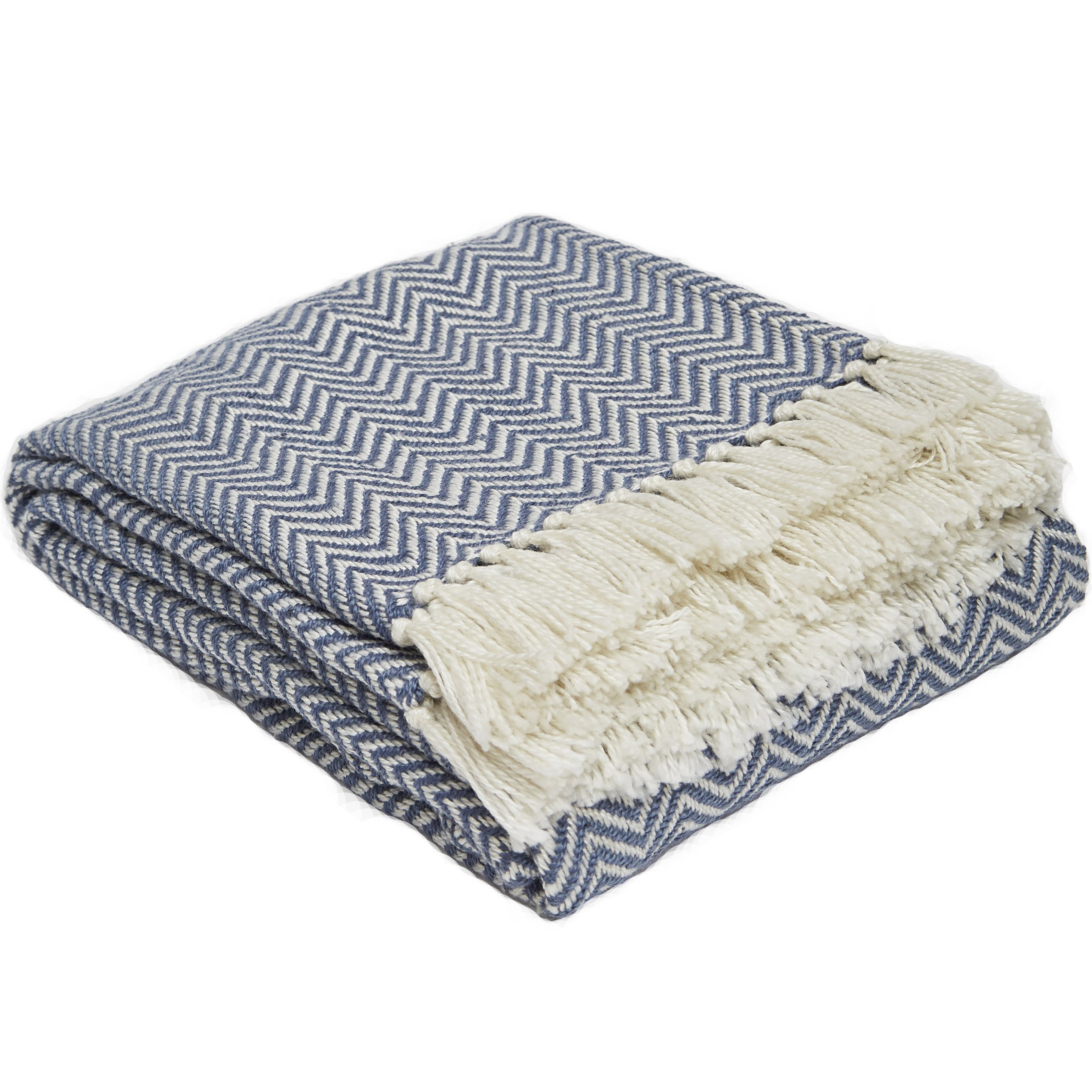 Herringbone Navy Blanket Recycled Blankets Vegan Haven