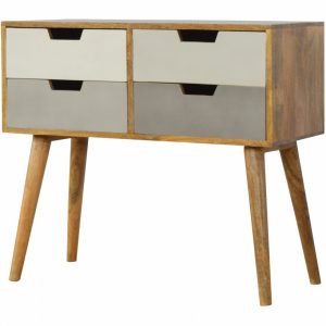 Mango Hill 4 Drawer Nordic Style Grey Hand-Painted Console Table Mango Hill 4 Drawer Nordic Style Grey Hand-Painted Console Table