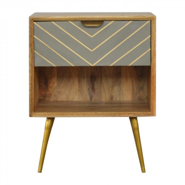 Mango Hill 1 Drawer Nordic Style Sleek Cement Bedside with Brass Inlay