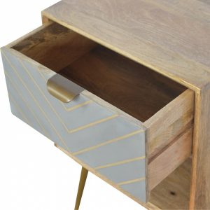 Mango Hill 1 Drawer Nordic Style Sleek Cement Bedside with Brass Inlay
