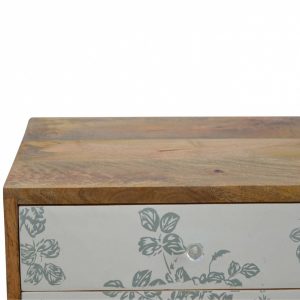 Mango Hill 2 Drawer Green Floral Screen-Printed Bedside
