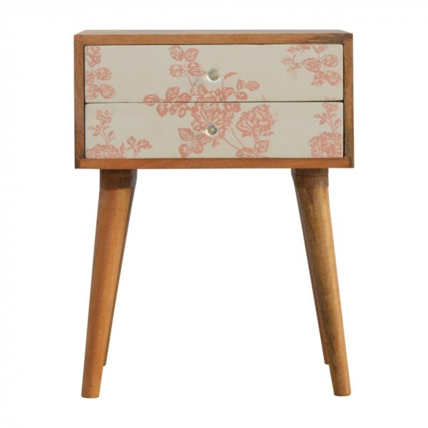 Mango Hill 2 Drawer Pink Floral Screen-Printed Bedside