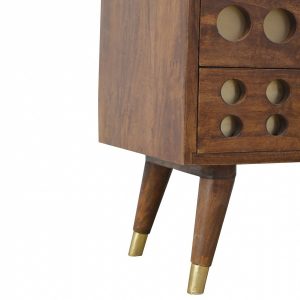 Mango Hill 4 Drawer Media Unit with Brass Hole Inlay and 2 Open Slots Mango Hill 4 Drawer Media Unit with Brass Hole Inlay and 2 Open Slots