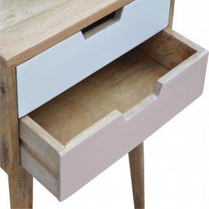 Mango Hill Blush Pink and White 2 Drawer Hand-Painted Bedside