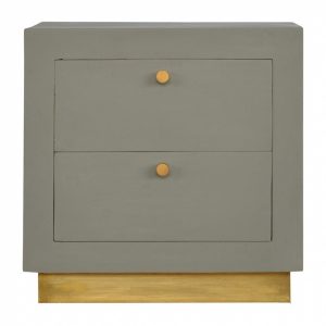 Mango Hill Cement 2 Drawers Bedside with Gold Detailing