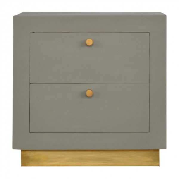 Mango Hill Cement 2 Drawers Bedside with Gold Detailing