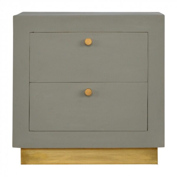 Mango Hill Cement 2 Drawers Bedside with Gold Detailing