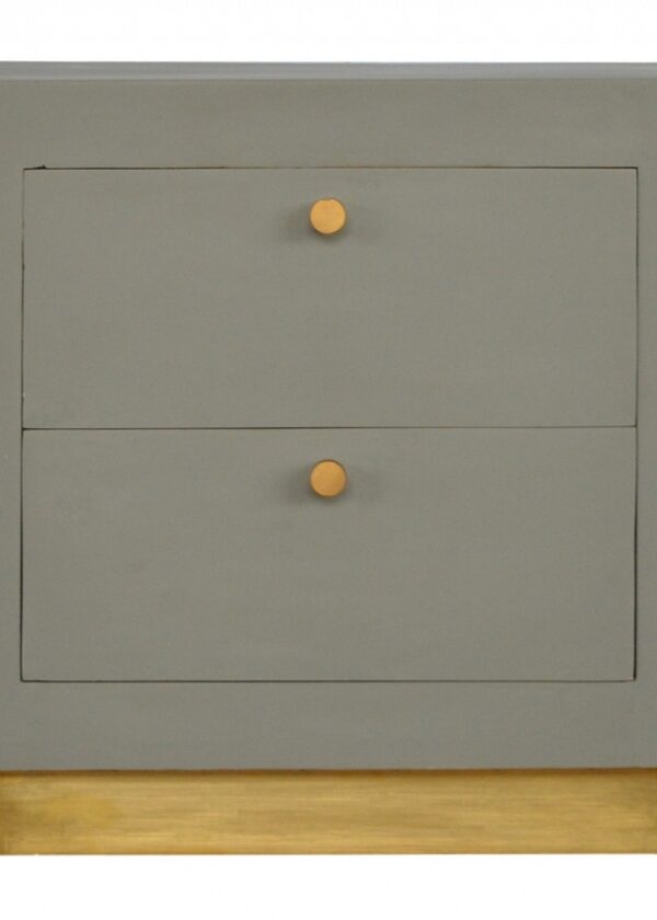 Mango Hill Cement 2 Drawers Bedside with Gold Detailing