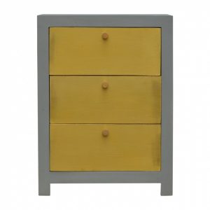 Mango Hill Cement Bedside with 3 Gold Front Drawers