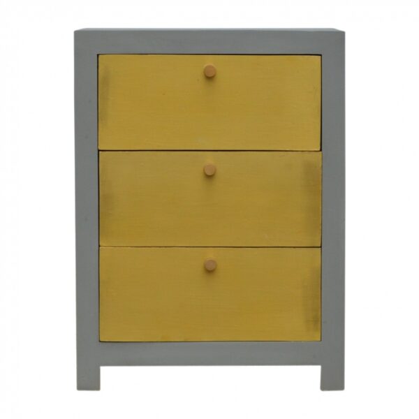 Mango Hill Cement Bedside with 3 Gold Front Drawers