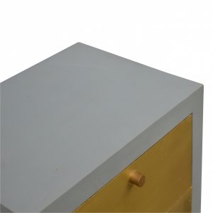 Mango Hill Cement Bedside with 3 Gold Front Drawers