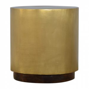 Mango Hill Gold End Table with Chunky Wooden Base