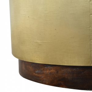 Mango Hill Gold End Table with Chunky Wooden Base