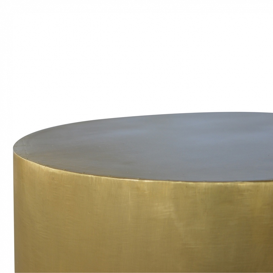 Mango Hill Gold End Table with Chunky Wooden Base