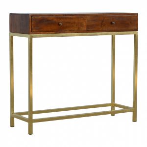 Mango Hill Industrial 2 Drawer Console Table with Iron Base