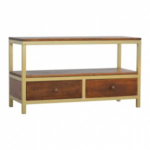 Mango Hill Industrial Iron Base Coffee Table with 2 Drawers