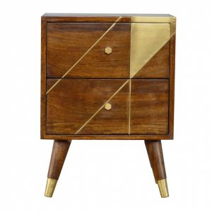 Mango Hill Nordic Style Chestnut Bedside with Gold Detailing