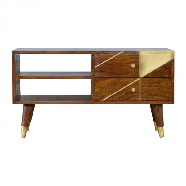 Mango Hill Nordic Style Media Unit with Gold Detailing