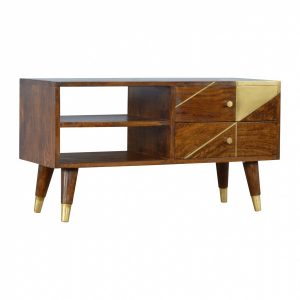 Mango Hill Nordic Style Media Unit with Gold Detailing Mango Hill Nordic Style Media Unit with Gold Detailing