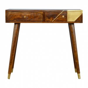 Mango Hill Nordic Style Writing Desk with Gold Detailing