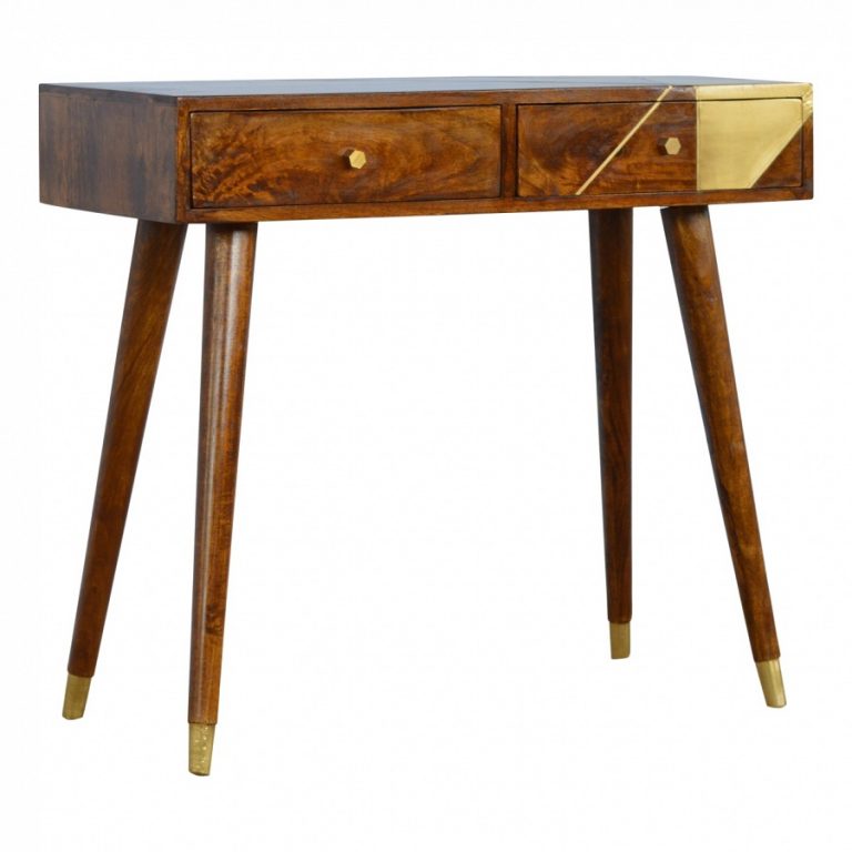 Mango Hill Nordic Style Writing Desk with Gold Detailing