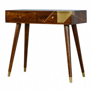 Mango Hill Nordic Style Writing Desk with Gold Detailing