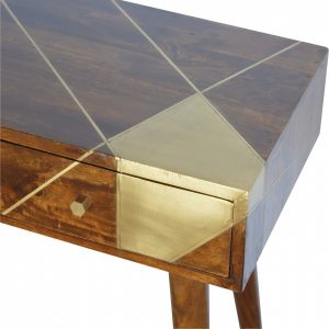 Mango Hill Nordic Style Writing Desk with Gold Detailing