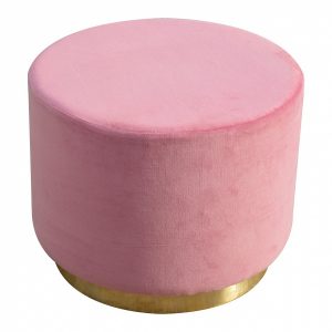 Mango Hill Round Dusty Pink Velvet Footstool with Gold Base