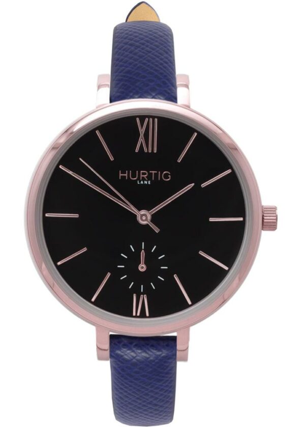 Woman's Amalfi Petite Collection // Rose Gold, Black & Marine Blue