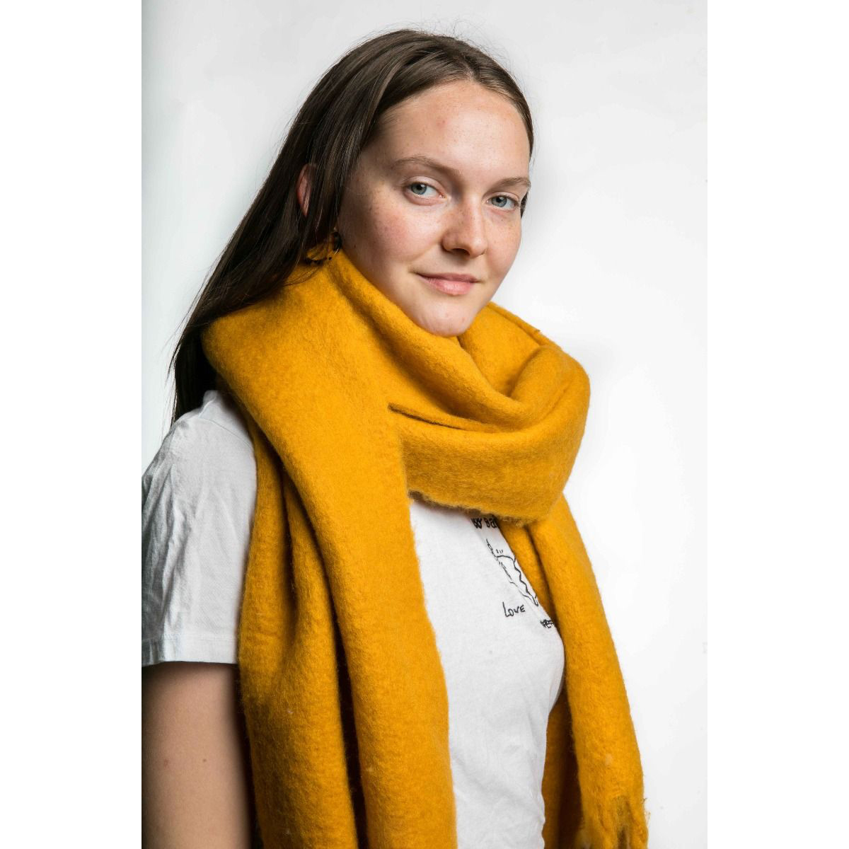 mustard and burgundy scarf