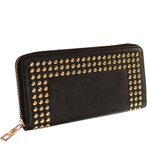 Oblong Gold Stud Noir Purse