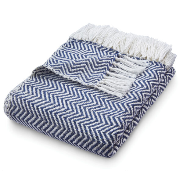 Herringbone Navy Throw