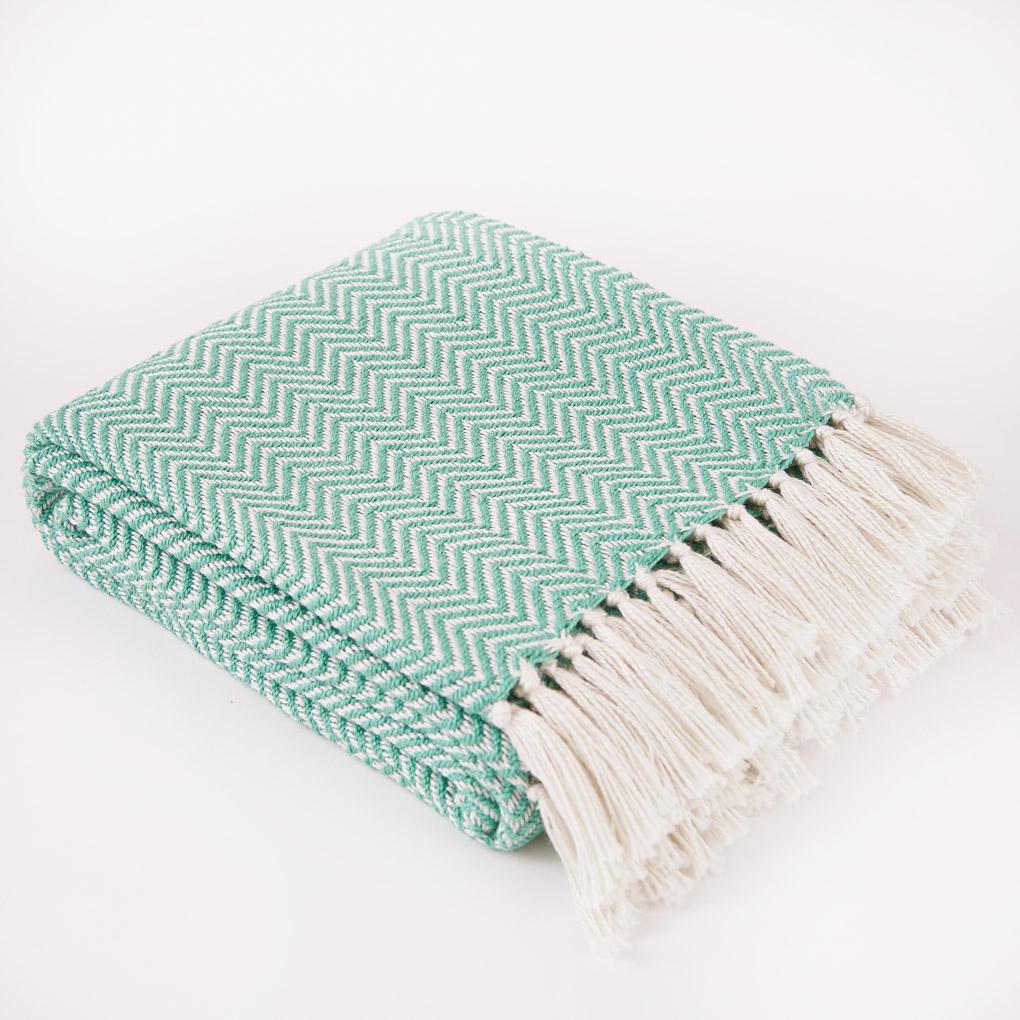 Herringbone Aqua Blanket Recycled Blankets Vegan Haven