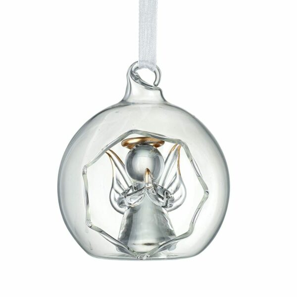 Glass Angel Hexagonal Cut Bauble