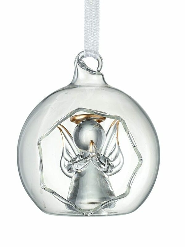 Glass Angel Hexagonal Cut Bauble