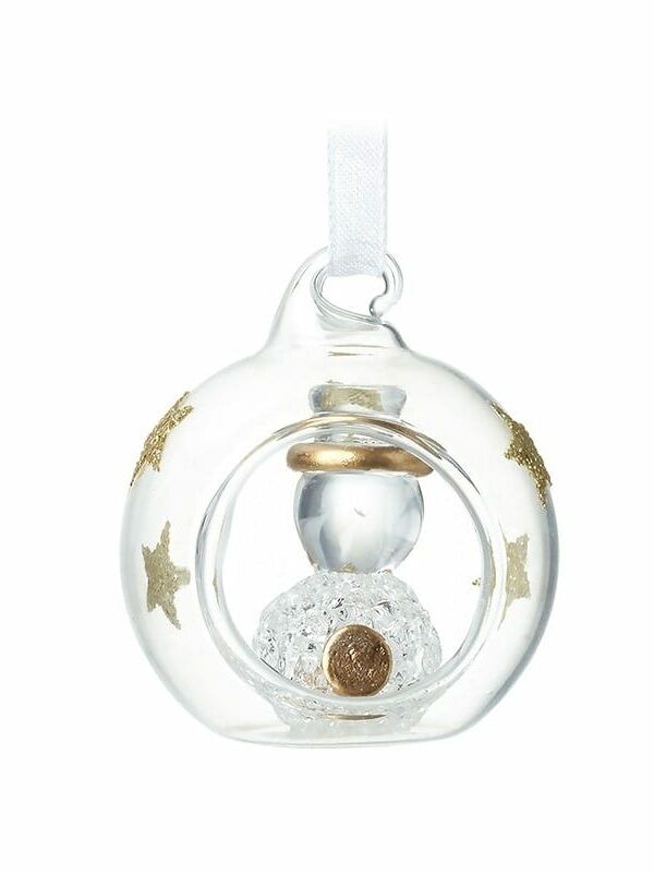 Glass Bauble With Snowman & Gold Stars