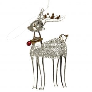 Glass Reindeer Hanging Decoration